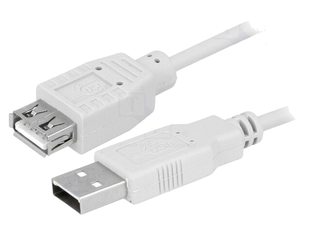 Kabel; USB 2.0; USB-A aansluiting,USB-A-stekker; vernikkeld; 3m Kabel; USB 2.0; USB-A aansluiting,USB-A-stekker; vernikkeld; 3m